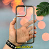 قاب گوشی iPhone 13 Pro Max آیفون اورجینال LUCKY CASE طرح طلقی شیشه ای شفاف کپسولی دکمه کرومی مشکی کد 51936