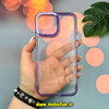 قاب گوشی iPhone 13 Pro Max آیفون اورجینال LUCKY CASE طرح طلقی شیشه ای شفاف کپسولی دکمه کرومی بنفش کد 51938