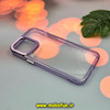 قاب گوشی iPhone 13 Pro Max آیفون اورجینال LUCKY CASE طرح طلقی شیشه ای شفاف کپسولی دکمه کرومی بنفش کد 51938