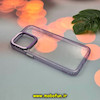 قاب گوشی iPhone 14 Pro Max آیفون اورجینال LUCKY CASE طرح طلقی شیشه ای شفاف کپسولی دکمه کرومی بنفش کد 51943