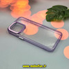 قاب گوشی iPhone 15 Pro Max آیفون اورجینال LUCKY CASE طرح طلقی شیشه ای شفاف کپسولی دکمه کرومی بنفش کد 51948