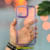 قاب گوشی iPhone 15 Pro Max آیفون اورجینال LUCKY CASE طرح طلقی شیشه ای شفاف کپسولی دکمه کرومی بنفش کد 51948