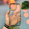 قاب گوشی iPhone 15 Pro Max آیفون اورجینال LUCKY CASE طرح طلقی شیشه ای شفاف کپسولی دکمه کرومی طلایی کد 51949