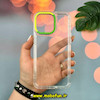 قاب گوشی iPhone 15 Pro Max آیفون اورجینال LUCKY CASE طرح طلقی شیشه ای شفاف کپسولی دکمه کرومی سبز کد 51950