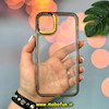 قاب گوشی iPhone 11 آیفون اورجینال LUCKY CASE طرح طلقی شیشه ای شفاف کپسولی دکمه کرومی طلایی کد 51918