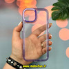 قاب گوشی iPhone 15 آیفون اورجینال LUCKY CASE طرح طلقی شیشه ای شفاف کپسولی دکمه کرومی بنفش کد 51944