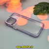 قاب گوشی iPhone 15 آیفون اورجینال LUCKY CASE طرح طلقی شیشه ای شفاف کپسولی دکمه کرومی بنفش کد 51944