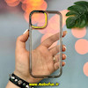 قاب گوشی iPhone 15 آیفون اورجینال LUCKY CASE طرح طلقی شیشه ای شفاف کپسولی دکمه کرومی طلایی کد 51945
