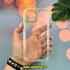 قاب گوشی iPhone 15 آیفون اورجینال LUCKY CASE طرح طلقی شیشه ای شفاف کپسولی دکمه کرومی سبز کد 51946