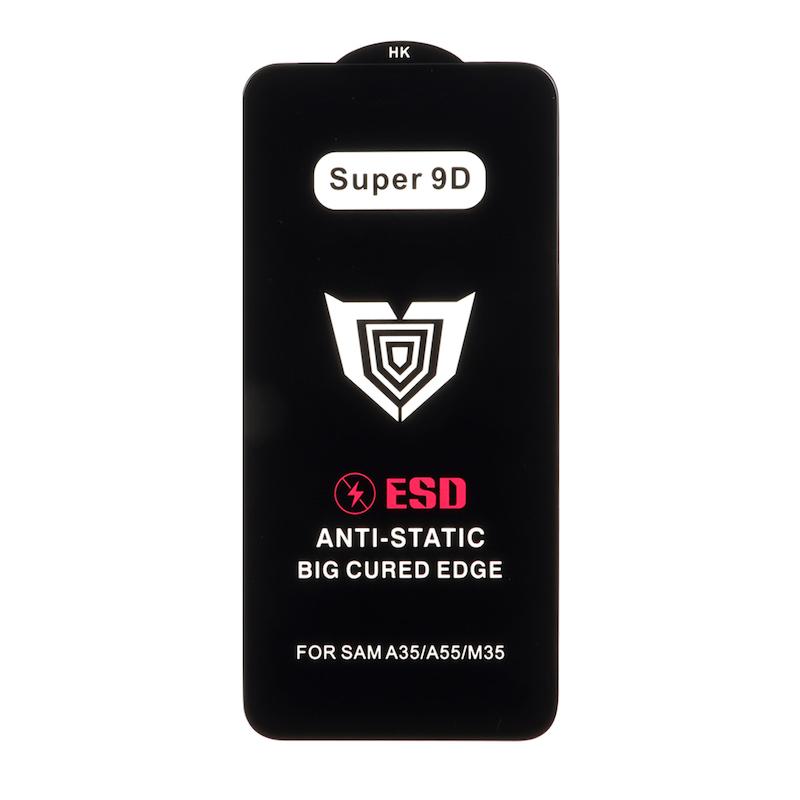 گلس گوشی شیشه ای فول کاور ESD ANTI STATIC HK دور تراش Full Cover Super 9D اورجینال برای Galaxy A35 / Galaxy A55 سامسونگ کد 43964