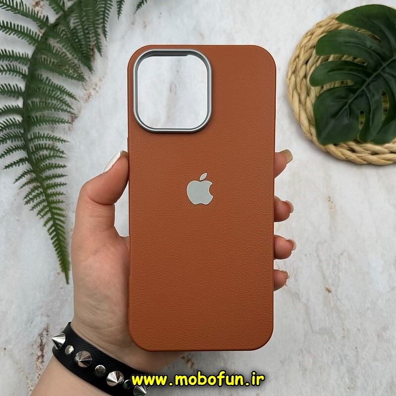 قاب گوشی iPhone 16 Pro Max آیفون لدر دیزاین SOFT Lether Design طرح چرم درجه یک لوگو برجسته عسلی کد 52035