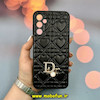 قاب گوشی Galaxy A14 سامسونگ پافر چرمی اورجینال Hard محافظ لنز دار طرح Dior مشکی کد 52298