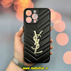 قاب گوشی iPhone 14 Pro Max آیفون پافر چرمی اورجینال Hard محافظ لنز دار طرح YSL مشکی کد 52343