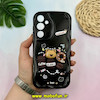 قاب گوشی Galaxy A55 سامسونگ ژله ای سولید SOLID منحنی سه بعدی برجسته براق عروسکی COFFEE SWEET محافظ لنز دار مشکی کد 52579