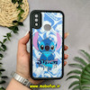 قاب گوشی Galaxy A10S سامسونگ طرح سیلیکونی Solid آینه ای محافظ لنزدار طرح استیج STITCH مشکی کد 44402