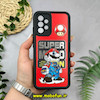 قاب گوشی Galaxy A32 4G سامسونگ طرح سیلیکونی Solid آینه ای محافظ لنزدار طرح سوپر ماریو Super Mario مشکی کد 44436