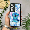 قاب گوشی Galaxy A35 سامسونگ طرح سیلیکونی Solid آینه ای محافظ لنزدار طرح استیج Stitch مشکی کد 44441