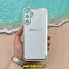 قاب گوشی Galaxy A14 سامسونگ آینه ای PVD دور سیلیکونی طرح اکلیلی شاین لاکچری محافظ لنز دار سفید کد 52796