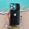 قاب گوشی iPhone 14 Pro Max آیفون آینه ای PVD دور سیلیکونی طرح اکلیلی شاین لاکچری محافظ لنز دار مشکی کد 52822