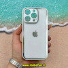 قاب گوشی iPhone 14 Pro آیفون آینه ای PVD دور سیلیکونی طرح اکلیلی شاین لاکچری محافظ لنز دار سفید کد 52821