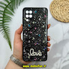 قاب گوشی Galaxy A12 - Galaxy M12 سامسونگ رزینی ماربل HARD طرح قلبی LOVE نگین دار مشکی کد 51868
