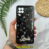 قاب گوشی Galaxy A22 4G - Galaxy M32 4G سامسونگ رزینی ماربل HARD طرح قلبی LOVE نگین دار مشکی کد 51869