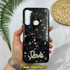 قاب گوشی Redmi Note 8 - Redmi Note 8 2021 شیائومی رزینی ماربل HARD طرح قلبی LOVE نگین دار مشکی کد 51882