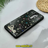 قاب گوشی Redmi Note 8 Pro شیائومی رزینی ماربل HARD طرح قلبی LOVE نگین دار مشکی کد 51883