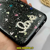 قاب گوشی iPhone 13 - iPhone 14 آیفون رزینی ماربل HARD طرح قلبی LOVE نگین دار مشکی کد 51874