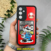 قاب گوشی Galaxy A55 سامسونگ طرح سیلیکونی Solid آینه ای محافظ لنزدار طرح سوپر ماریو Super Mario مشکی کد E5-44463