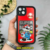 قاب گوشی iPhone 13 آیفون طرح سیلیکونی Solid آینه ای محافظ لنزدار طرح سوپر ماریو Super Mario مشکی کد 44509