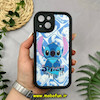 قاب گوشی iPhone 15 آیفون طرح سیلیکونی Solid آینه ای محافظ لنزدار طرح استیج Stitch مشکی کد 44519