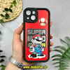قاب گوشی iPhone 15 آیفون طرح سیلیکونی Solid آینه ای محافظ لنزدار طرح سوپر ماریو Super Mario مشکی کد 44520