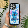 قاب گوشی iPhone 16 Pro Max آیفون طرح سیلیکونی Solid آینه ای محافظ لنزدار طرح استیج Stitch مشکی کد 44524