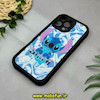 قاب گوشی iPhone 16 Pro Max آیفون طرح سیلیکونی Solid آینه ای محافظ لنزدار طرح استیج Stitch مشکی کد 44524