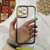 قاب گوشی iPhone 14 Pro Max آیفون طرح الکتروپلیتینگ ژله ای شفاف اورجینال یونیک کیس Unique Case محافظ لنز دار سرمه ای کد 44790