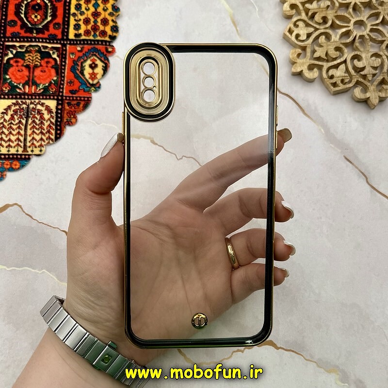 قاب گوشی iPhone XS Max آیفون طرح الکتروپلیتینگ ژله ای شفاف اورجینال یونیک کیس Unique Case محافظ لنز دار مشکی کد 44793