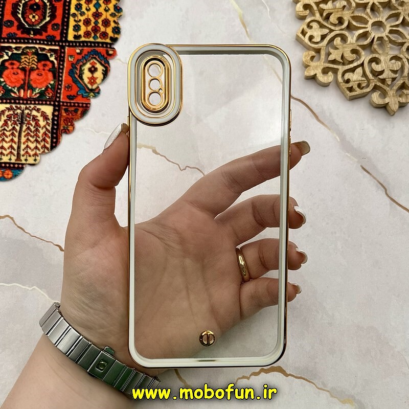 قاب گوشی iPhone XS Max آیفون طرح الکتروپلیتینگ ژله ای شفاف اورجینال یونیک کیس Unique Case محافظ لنز دار سفید کد 44794