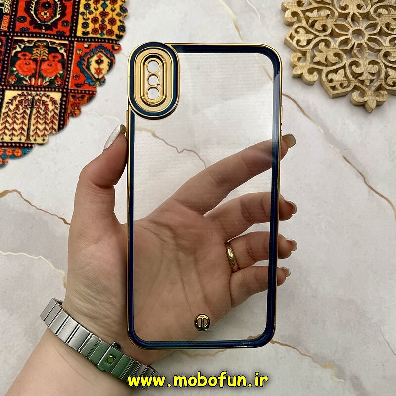 قاب گوشی iPhone XS Max آیفون طرح الکتروپلیتینگ ژله ای شفاف اورجینال یونیک کیس Unique Case محافظ لنز دار سرمه ای کد 44796