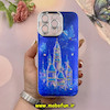 قاب گوشی iPhone 15 Pro Max آیفون فانتزی SO COOL لاکچری نگین دار کرومی محافظ لنزدار طرح قصر کد 53794
