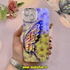 قاب گوشی iPhone 13 آیفون فانتزی SO COOL لاکچری نگین دار کرومی محافظ لنزدار طرح پروانه کد 53764