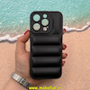 قاب گوشی iPhone 15 Pro آیفون سیلیکون ژله ای پافر PC زیر بسته محافظ لنز دار مشکی کد 53481