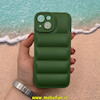 قاب گوشی iPhone 15 آیفون سیلیکون ژله ای پافر PC زیر بسته محافظ لنز دار سبز کد 53480