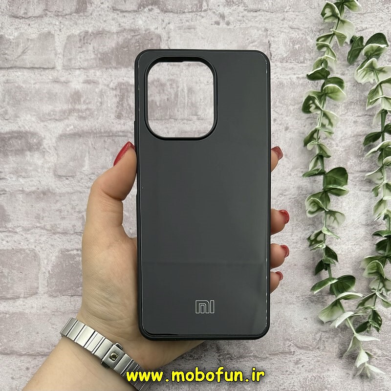 قاب گوشی Redmi Note 13 4G شیائومی اورجینال Grade A شیشه ای PVD براق دور سیلیکونی ضدخش ضد ضربه مشکی کد 54517