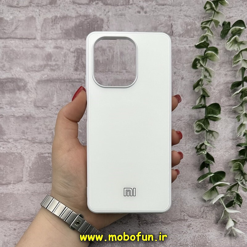 قاب گوشی Redmi Note 13 4G شیائومی اورجینال Grade A شیشه ای PVD براق دور سیلیکونی ضدخش ضد ضربه سفید کد 54519