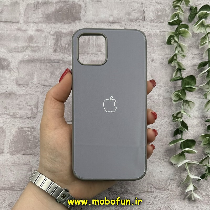 قاب گوشی iPhone 12 - iPhone 12 Pro آیفون اورجینال Grade A شیشه ای PVD براق دور سیلیکونی ضدخش ضد ضربه طوسی کد 54417