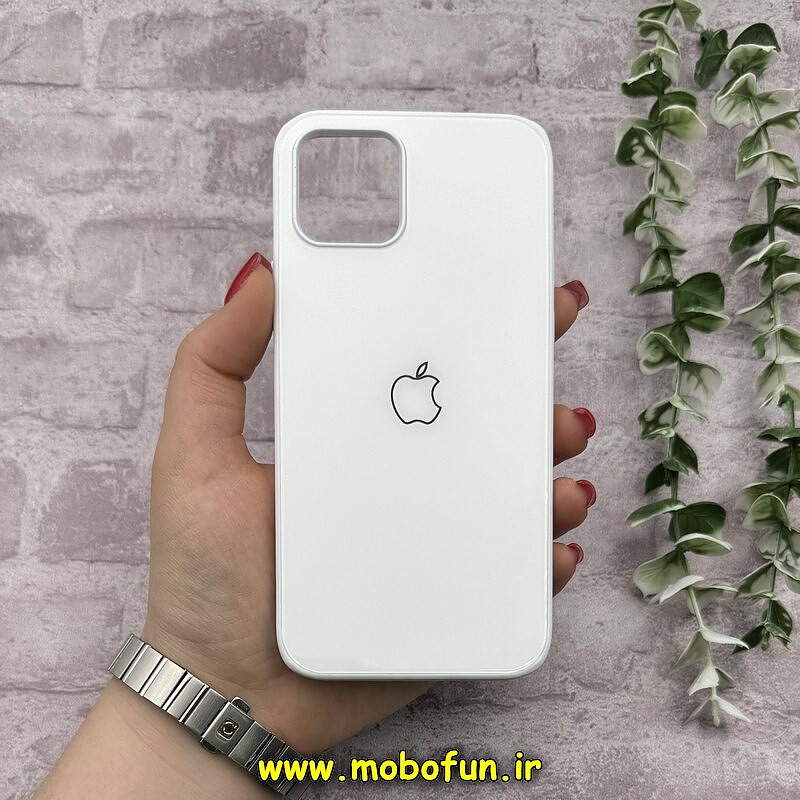 قاب گوشی iPhone 12 - iPhone 12 Pro آیفون اورجینال Grade A شیشه ای PVD براق دور سیلیکونی ضدخش ضد ضربه سفید کد 54418