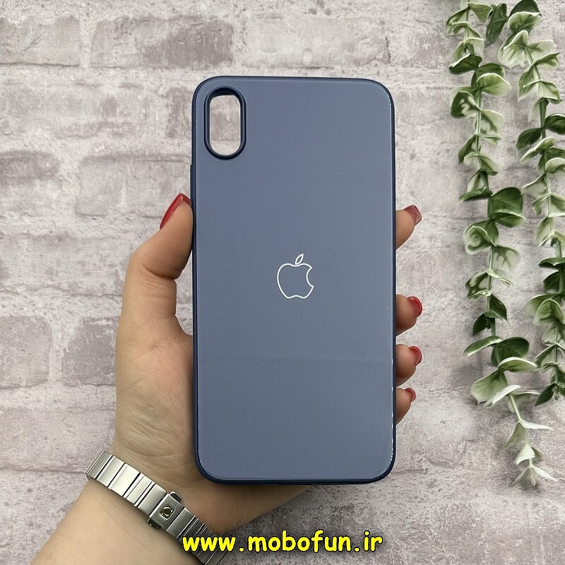 قاب گوشی iPhone XS Max آیفون اورجینال Grade A شیشه ای PVD براق دور سیلیکونی ضدخش ضد ضربه آبی کد 54474