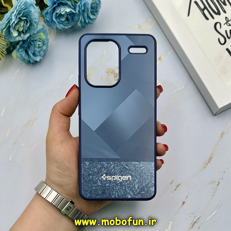 قاب گوشی Redmi Note 13 Pro Plus شیائومی اورجینال اسپیگن Spigen سه بعدی گلوزی سوپرلوکس دور سیلیکونی سرمه ای کد 54184