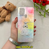 قاب گوشی Galaxy A21S سامسونگ لیزری لاکچری فانتزی برجسته رزینی نگین دار طرح خرس مرواریدی محافظ لنزدار کد 54891